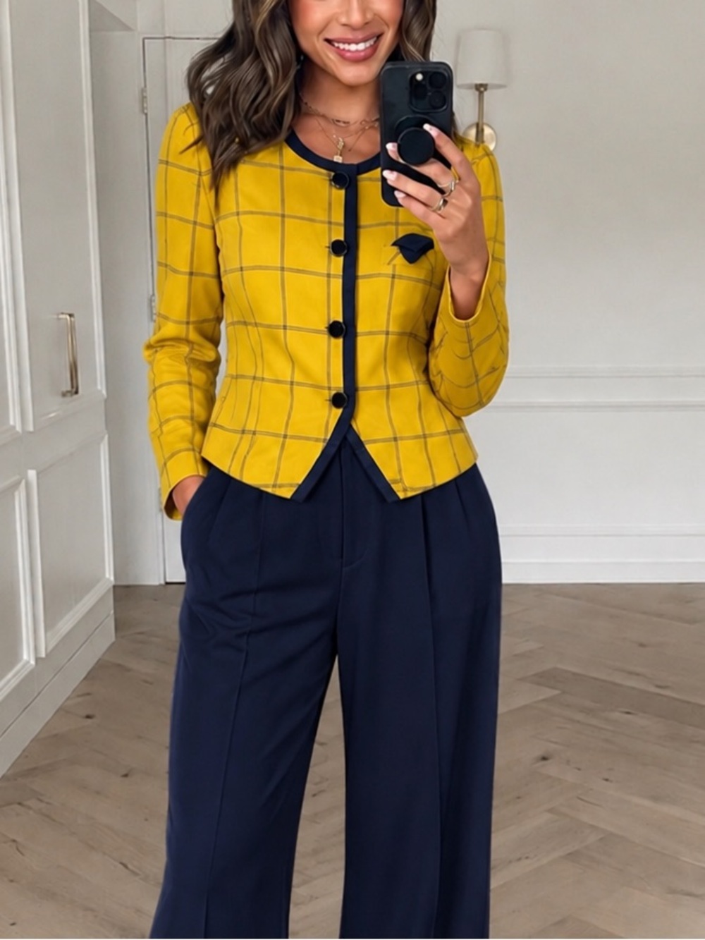 Vintage 80s 90s Chad Stevens Plaid Blazer Academia Preppy Clueless Yellow Vtg 12